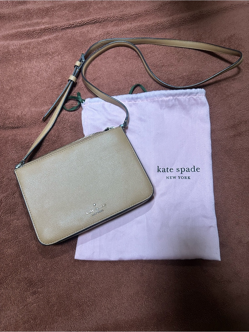kate spade tan beige crossbody bag with adjustable strap